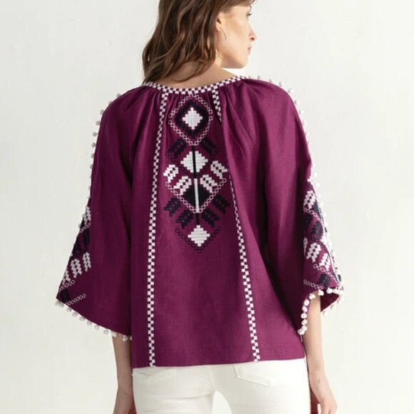 100% linen Etnodim boho blouse - Picture 2 of 10